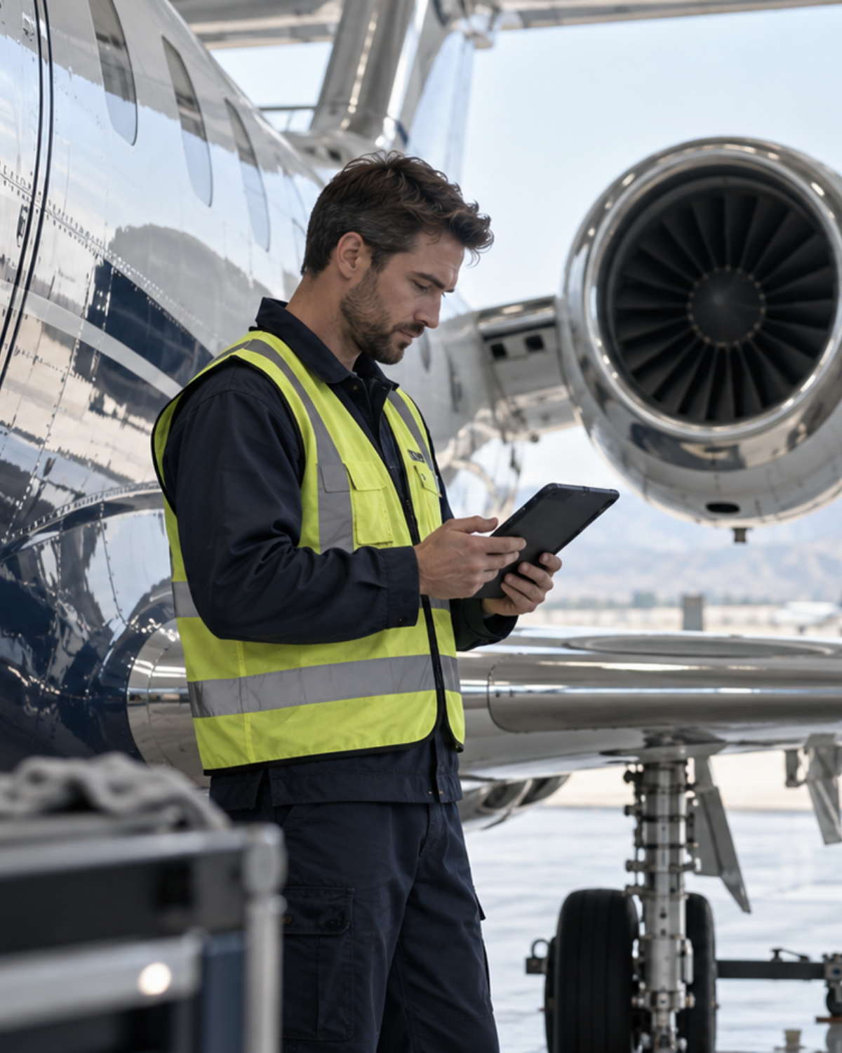 CAMO One engineer reviewing aircraft maintenance records
